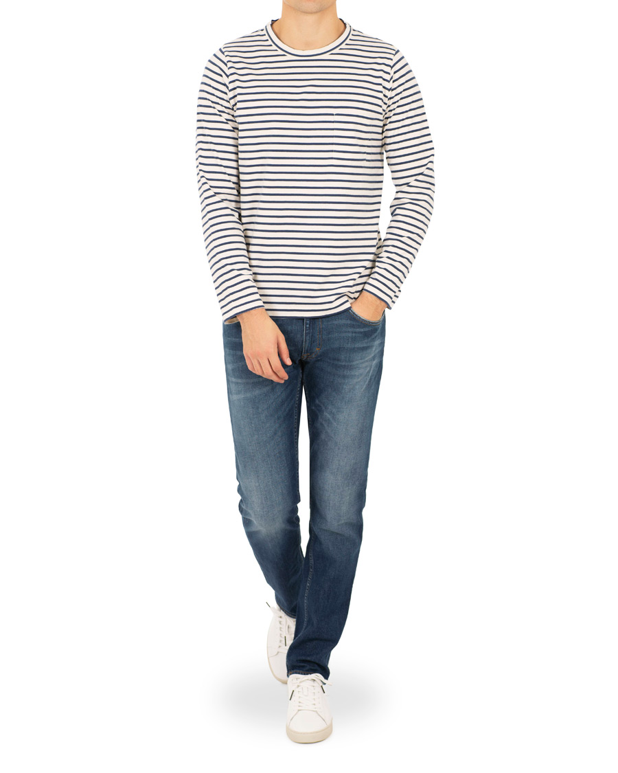 Herre | T-Shirts | The Workers Club | Breton Stripe Sweater White/Navy