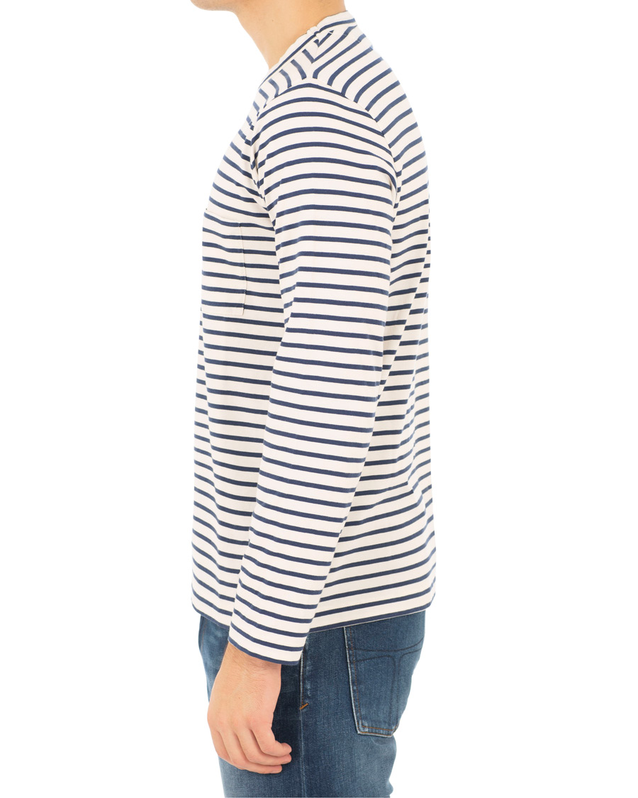 Herre | T-Shirts | The Workers Club | Breton Stripe Sweater White/Navy