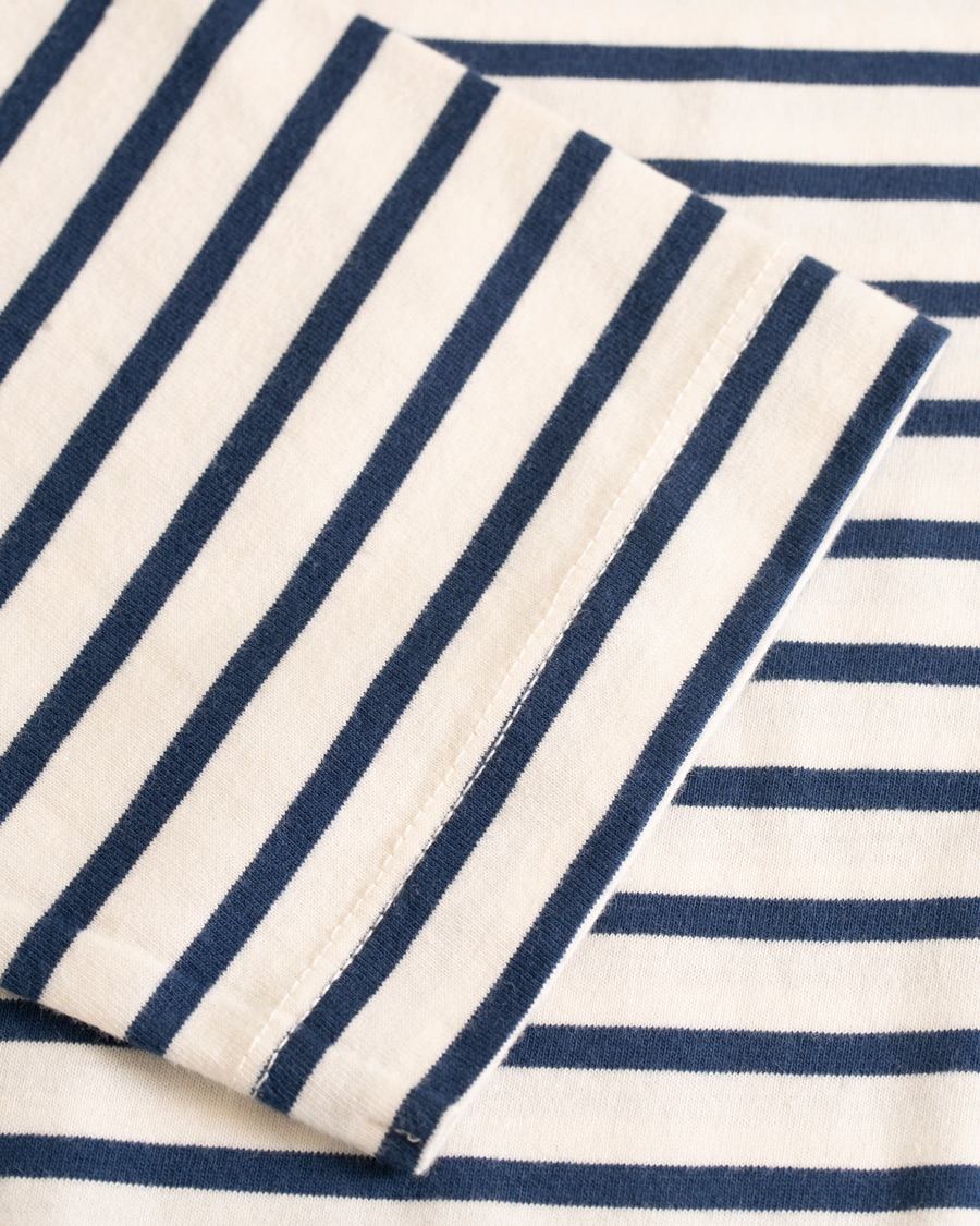 Herre | T-Shirts | The Workers Club | Breton Stripe Sweater White/Navy