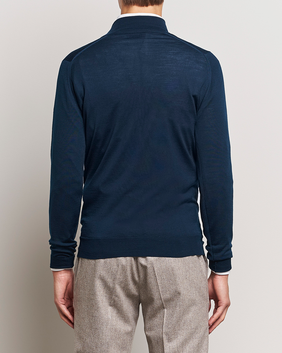 Herre | Trøjer | John Smedley | Barrow Extra Fine Merino Half Zip Orion Green