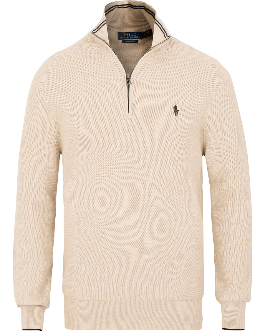 Herre | Trøjer | Polo Ralph Lauren | Texture Half Zip Oatmeal Heather