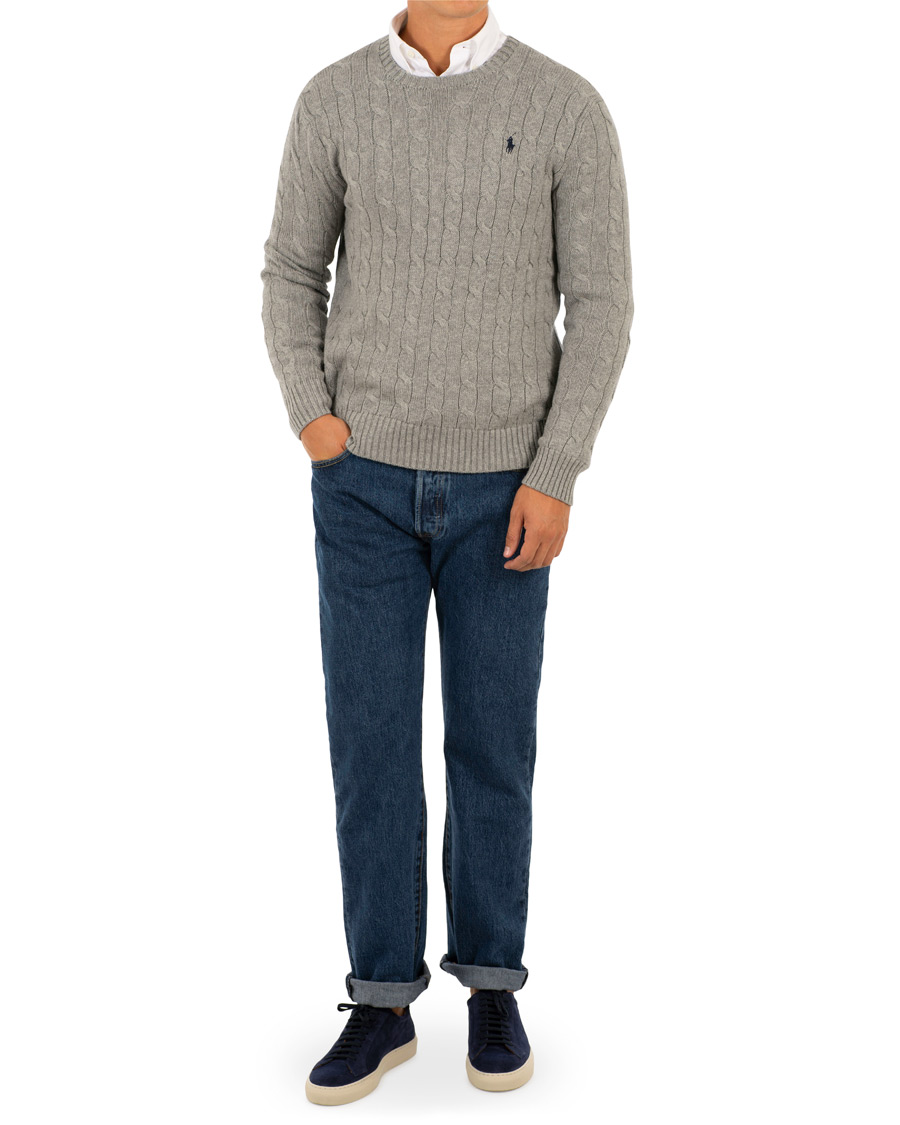 Herre | Trøjer | Polo Ralph Lauren | Cotton Cable Crew Neck Fawn Grey Heather