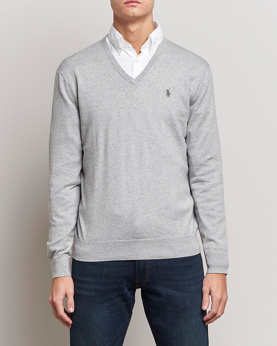 Herre | Pullovers v-hals | Polo Ralph Lauren | Pima Cotton V-neck Pullover Andover Heather