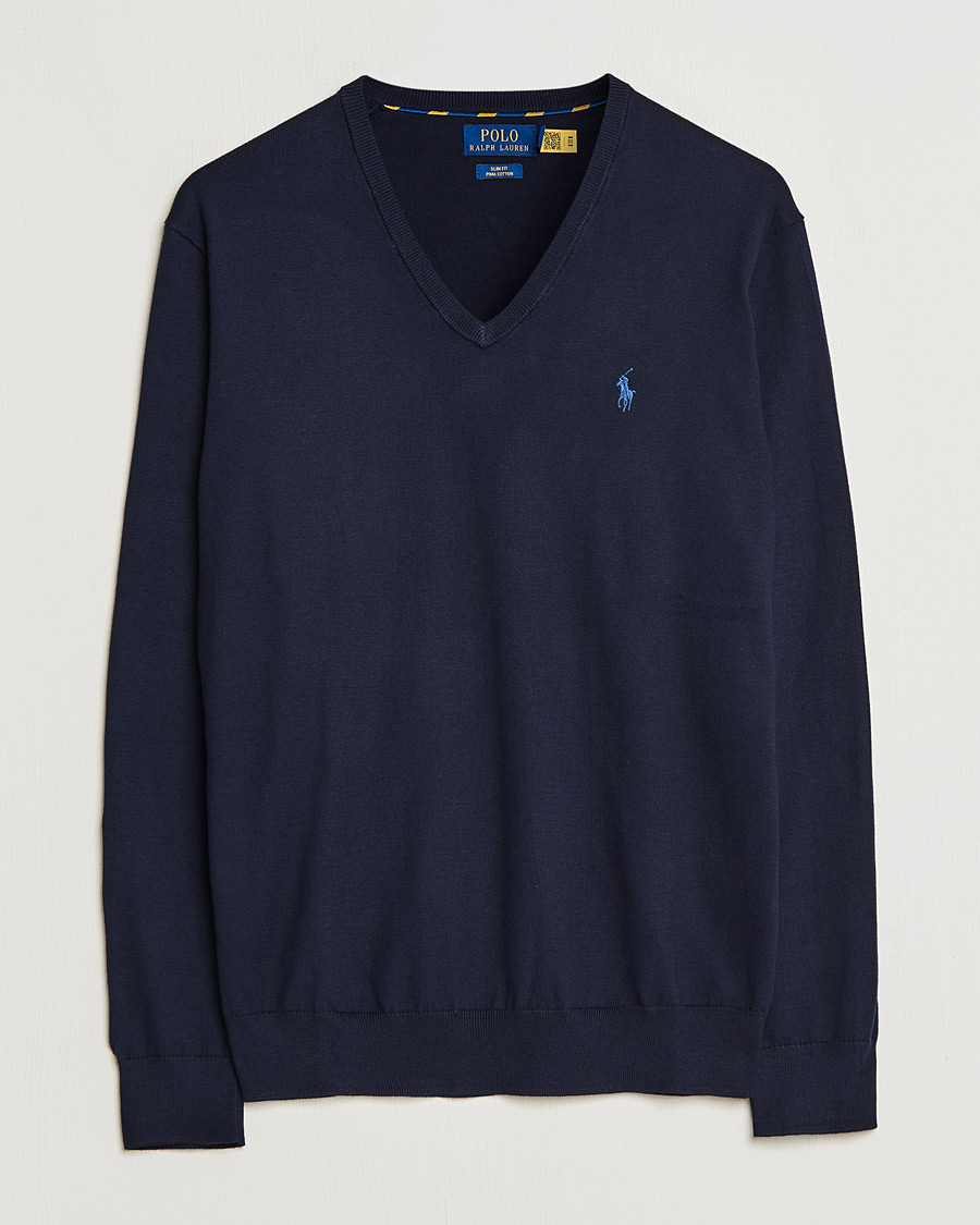 Herre |  | Polo Ralph Lauren | Pima Cotton V-neck Pullover Hunter Navy