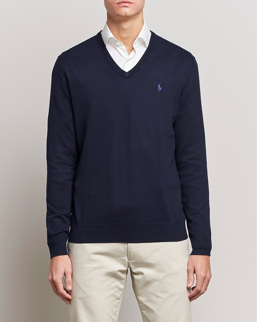 Men | Gifts | Polo Ralph Lauren | Pima Cotton V-neck Pullover Hunter Navy