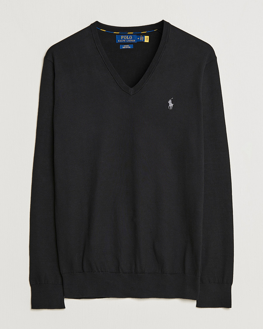 Herre |  | Polo Ralph Lauren | Pima Cotton V-neck Pullover Polo Black