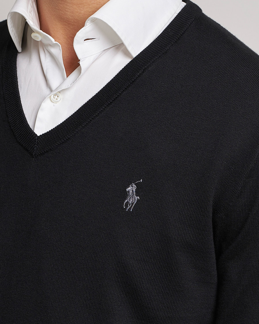 Herre | Trøjer | Polo Ralph Lauren | Pima Cotton V-neck Pullover Polo Black
