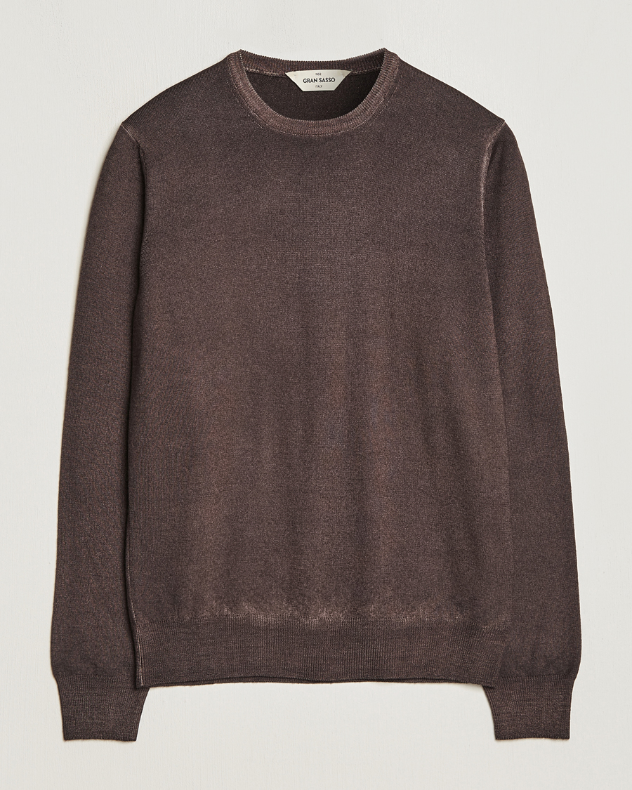 Herre | Trøjer | Gran Sasso | Vintage Merino Fashion Fit Crew Neck Pullover Brown