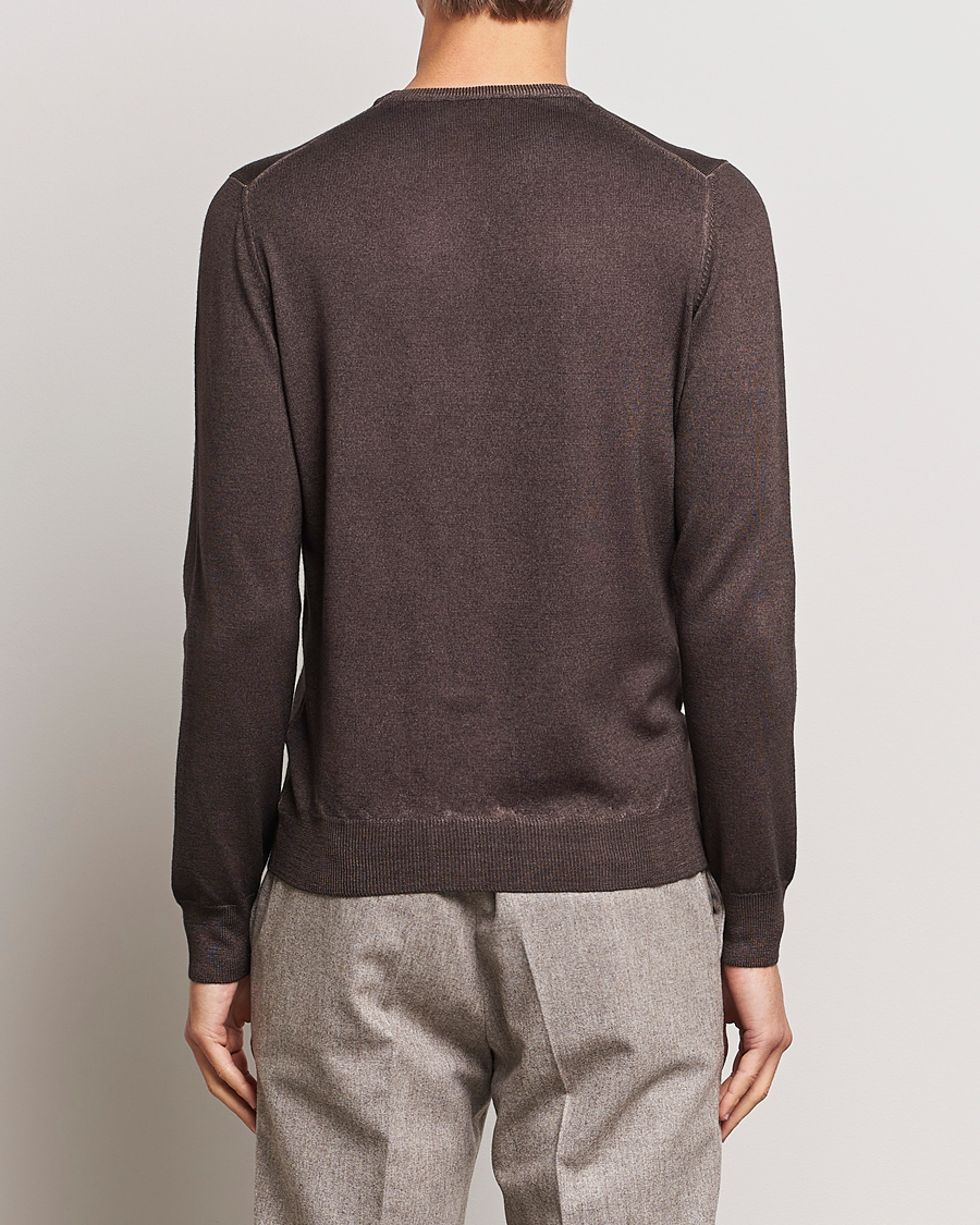 Herre | Trøjer | Gran Sasso | Vintage Merino Fashion Fit Crew Neck Pullover Brown
