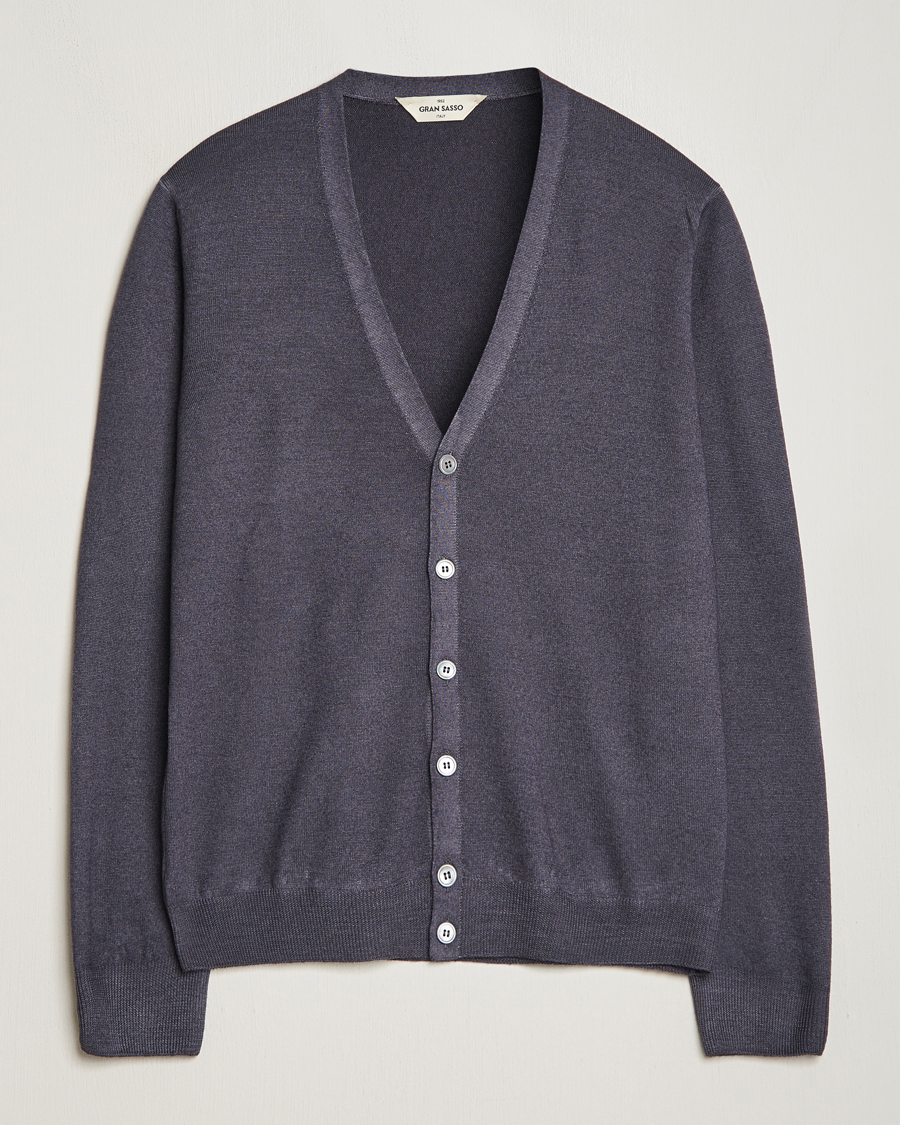 Herre | Trøjer | Gran Sasso | Vintage Merino Fashion Fit Cardigan Charcoal