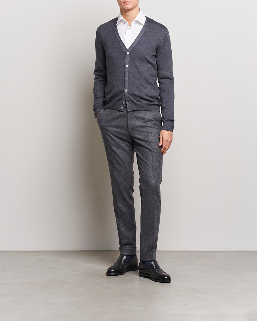 Herre | Trøjer | Gran Sasso | Vintage Merino Fashion Fit Cardigan Charcoal