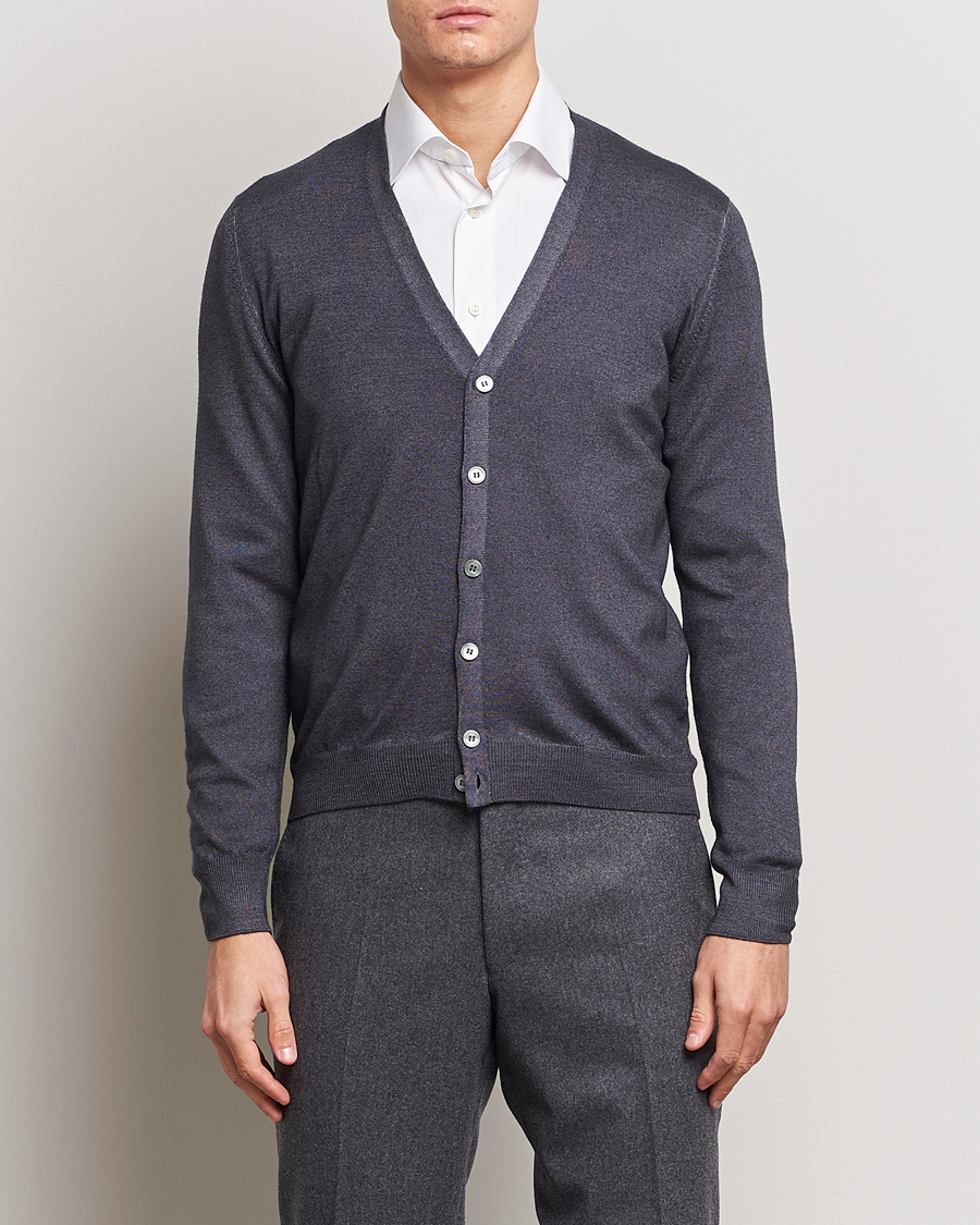 Herre | Trøjer | Gran Sasso | Vintage Merino Fashion Fit Cardigan Charcoal