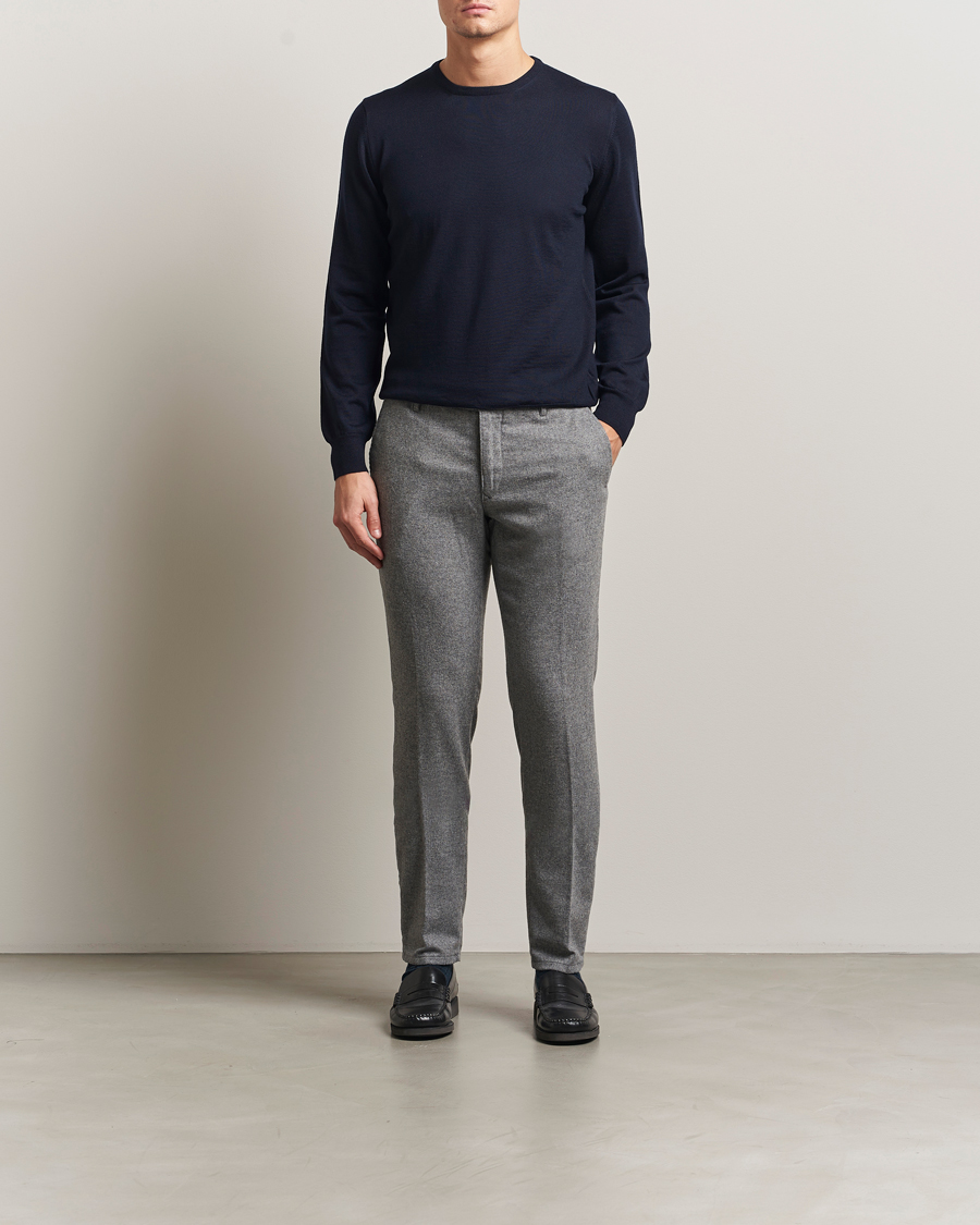 Herre | Trøjer | Gran Sasso | Merino Fashion Fit Crew Neck Pullover Navy