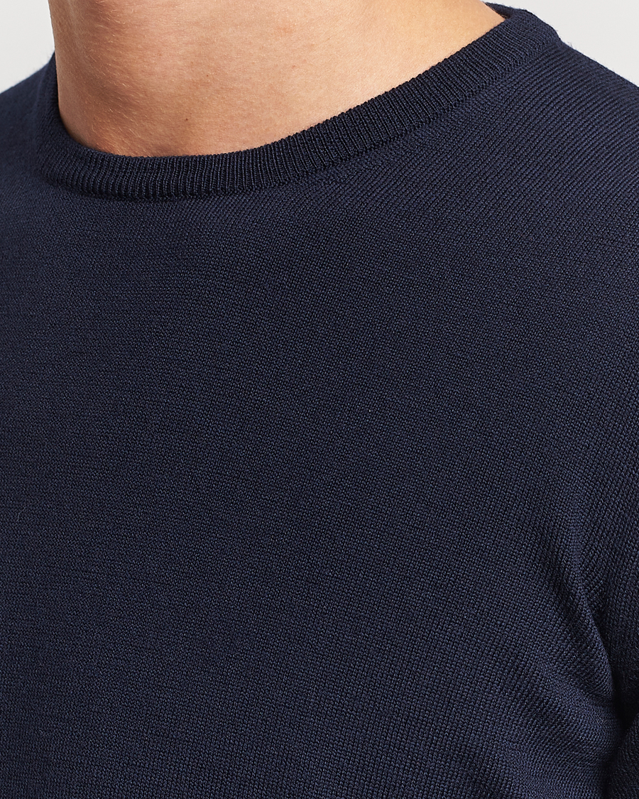 Herre | Trøjer | Gran Sasso | Merino Fashion Fit Crew Neck Pullover Navy