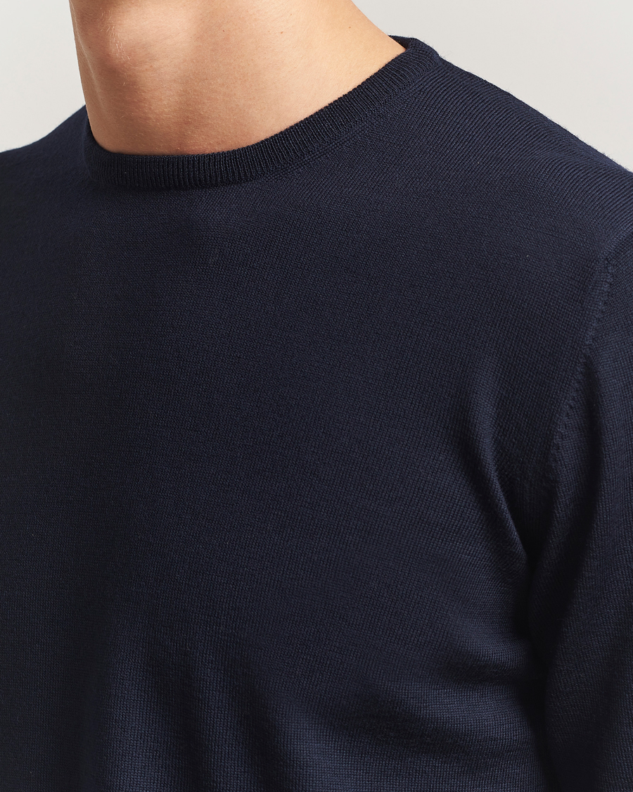 Herre | Trøjer | Gran Sasso | Merino Fashion Fit Crew Neck Pullover Navy