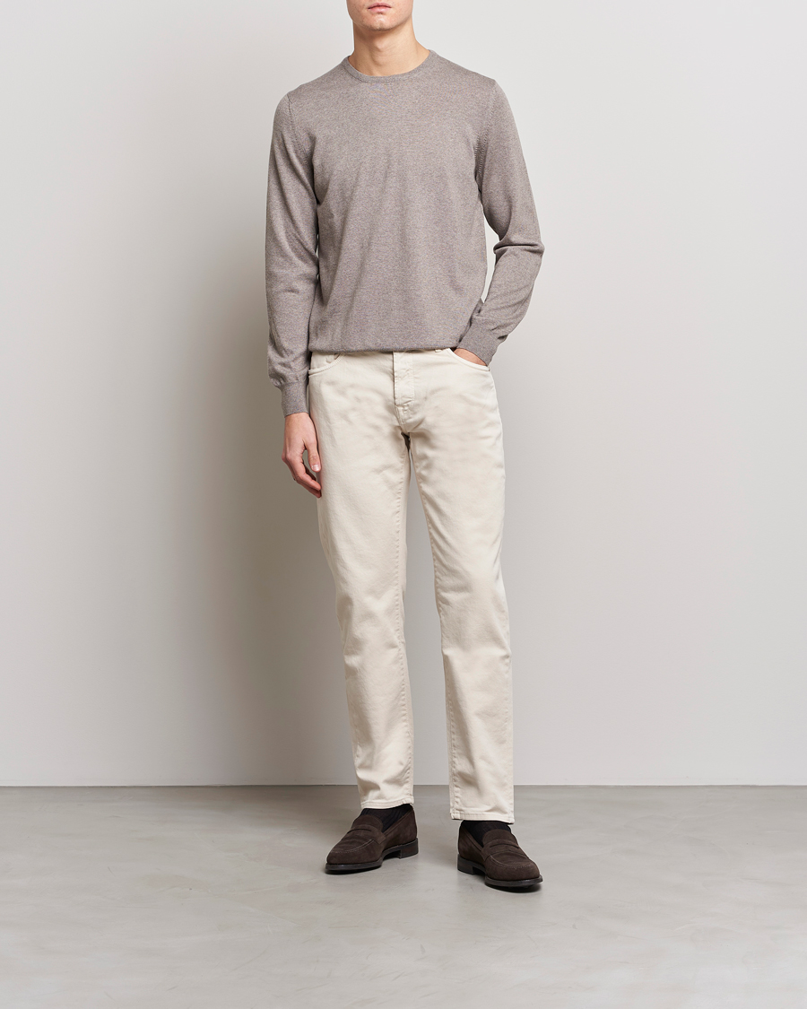Herre | Trøjer | Gran Sasso | Merino Fashion Fit Crew Neck Pullover Beige