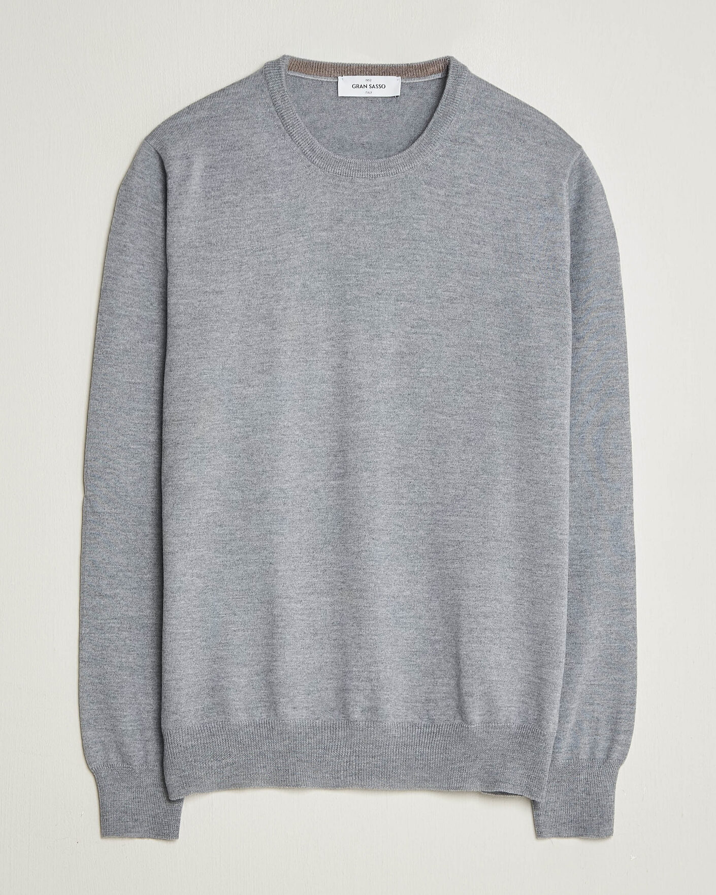 Herre | Trøjer | Gran Sasso | Merino Fashion Fit Crew Neck Pullover Light Grey