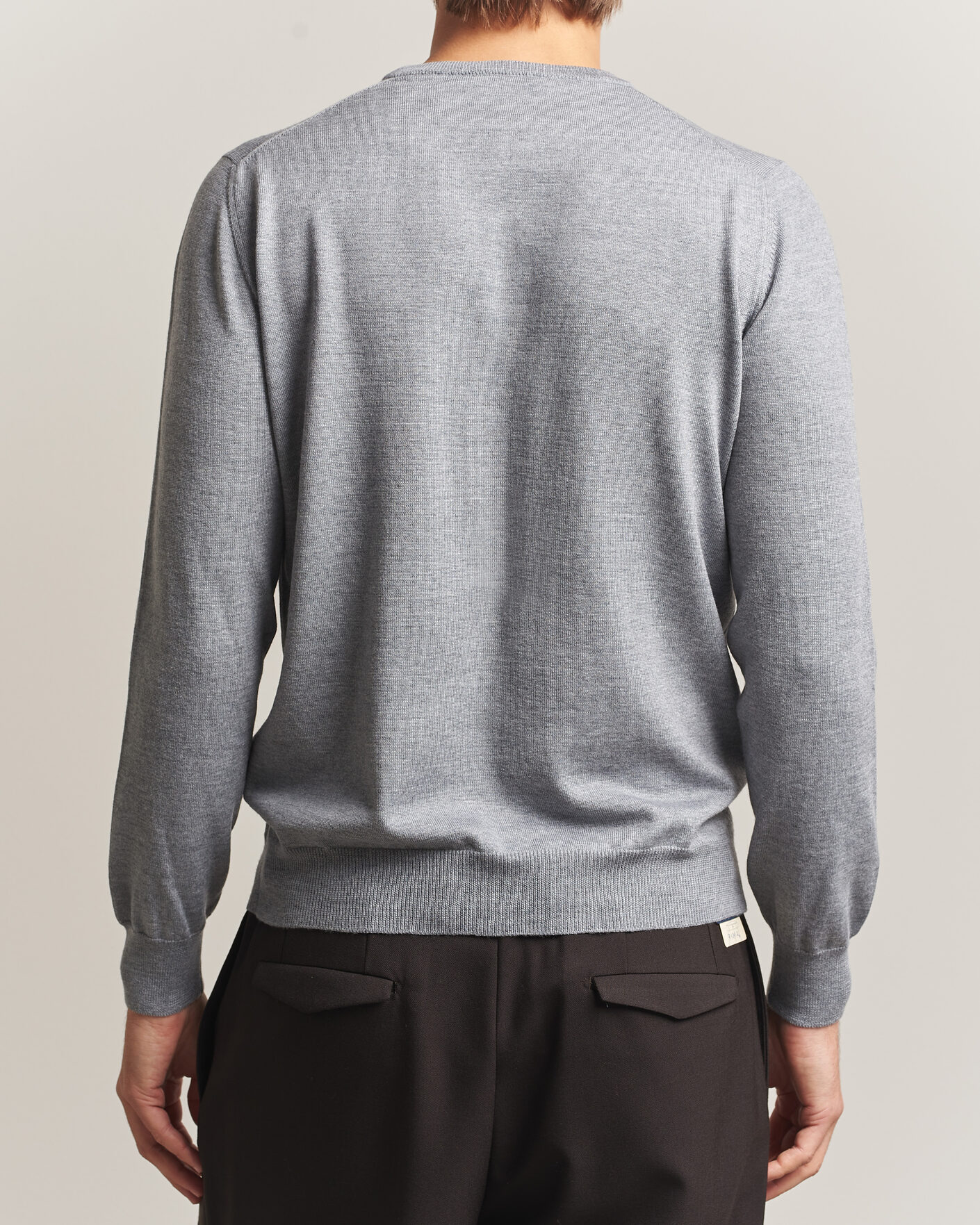 Herre | Trøjer | Gran Sasso | Merino Fashion Fit Crew Neck Pullover Light Grey