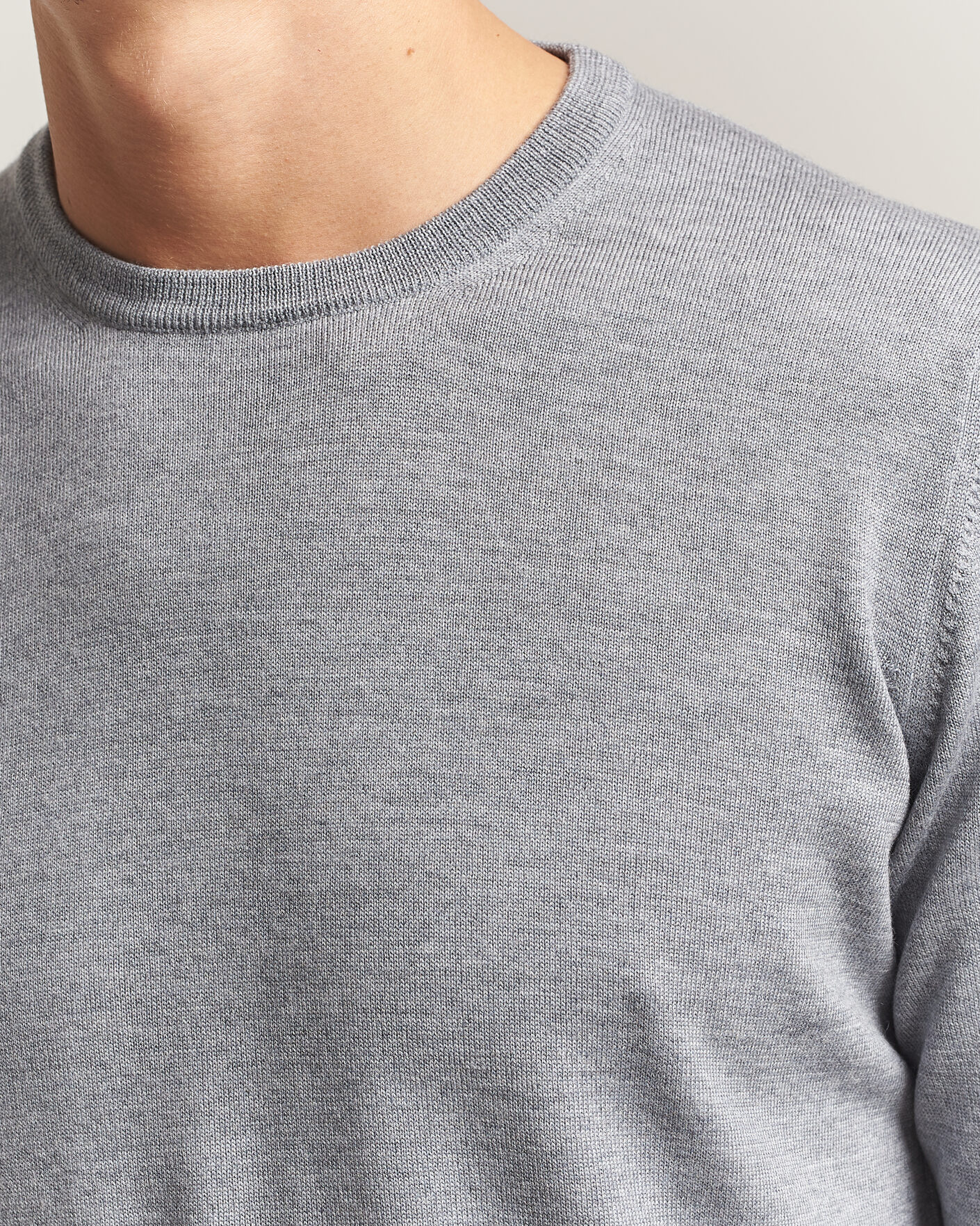 Herre | Trøjer | Gran Sasso | Merino Fashion Fit Crew Neck Pullover Light Grey