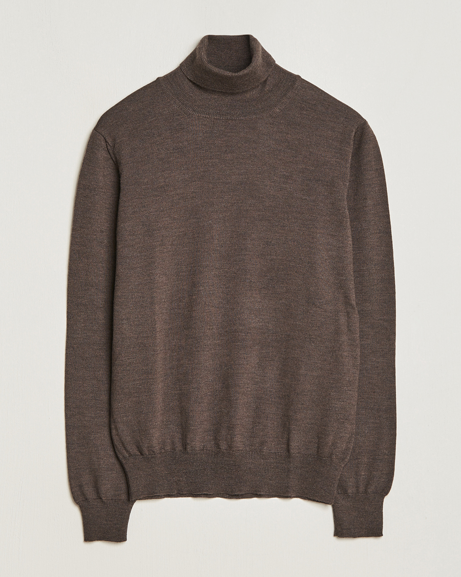 Herre | Trøjer | Gran Sasso | Merino Fashion Fit Rollneck Brown