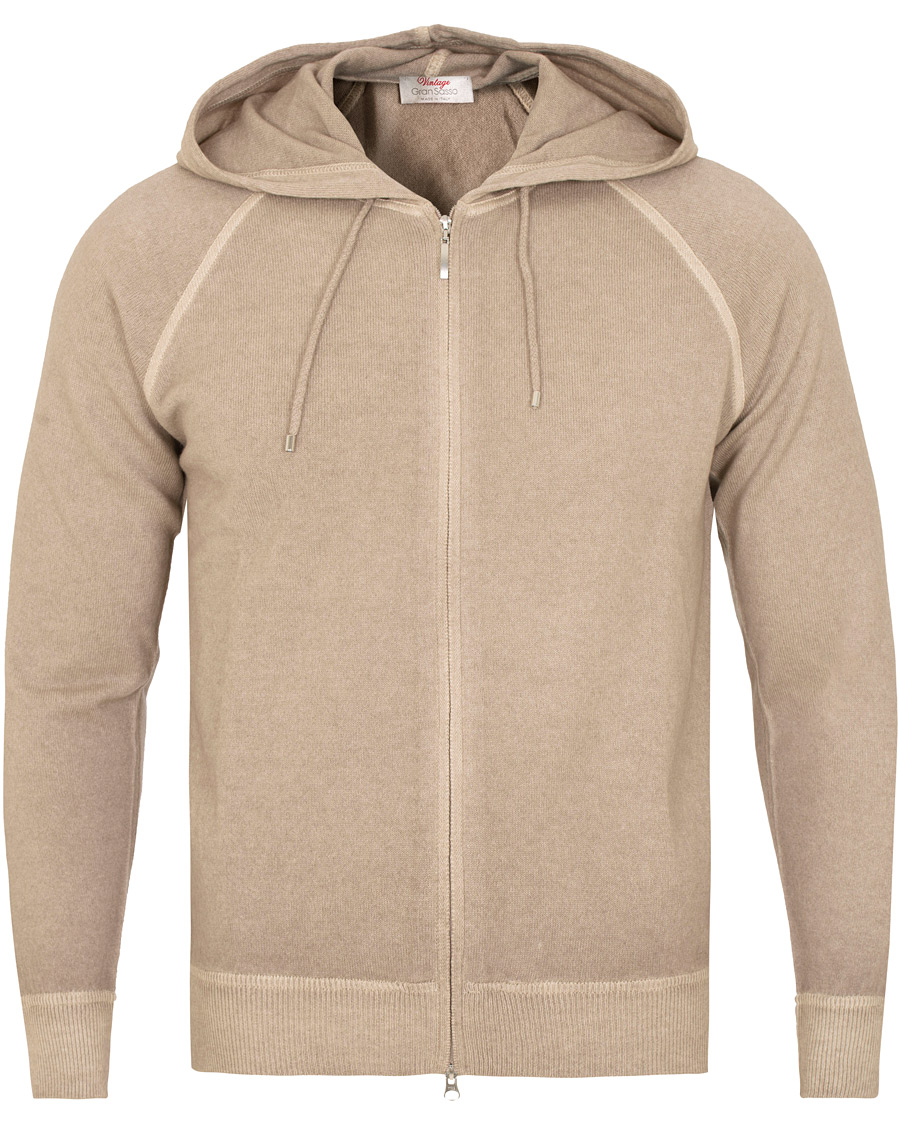 Herre | Trøjer | Gran Sasso | Vintage Merino Fashion Fit Full Zip Hoodie Beige
