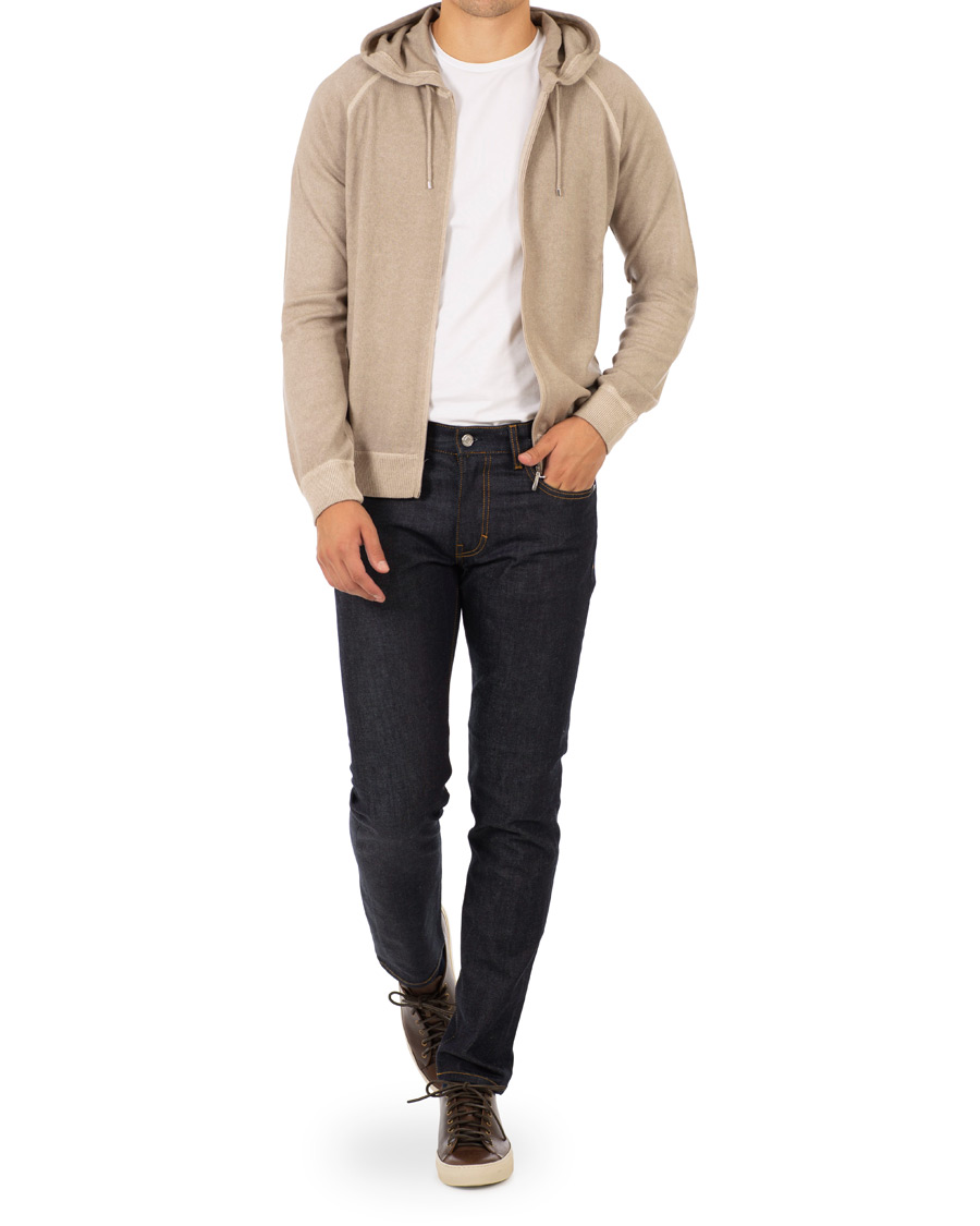 Herre | Trøjer | Gran Sasso | Vintage Merino Fashion Fit Full Zip Hoodie Beige