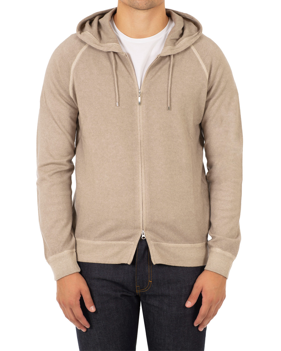 Herre | Trøjer | Gran Sasso | Vintage Merino Fashion Fit Full Zip Hoodie Beige