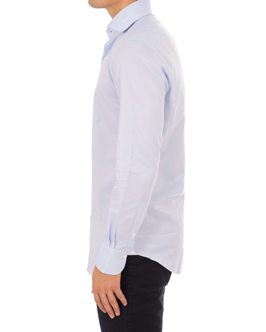 Herre | Skjorter | Finamore Napoli | Milano Slim Fit Twill Micro Fancy Shirt Light Blue