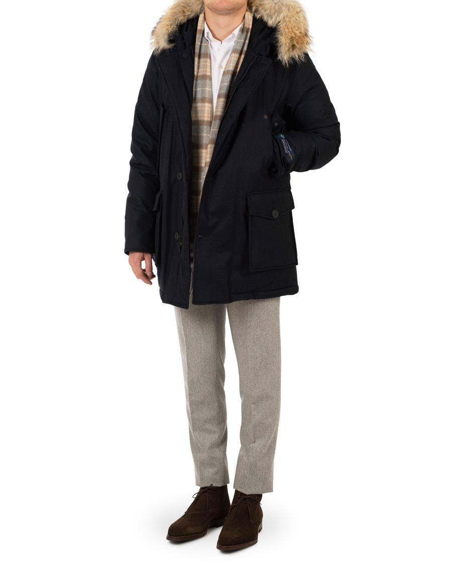 Herre | Jakker | Woolrich | Loro Piana Arctic Parka DF Navy Melton