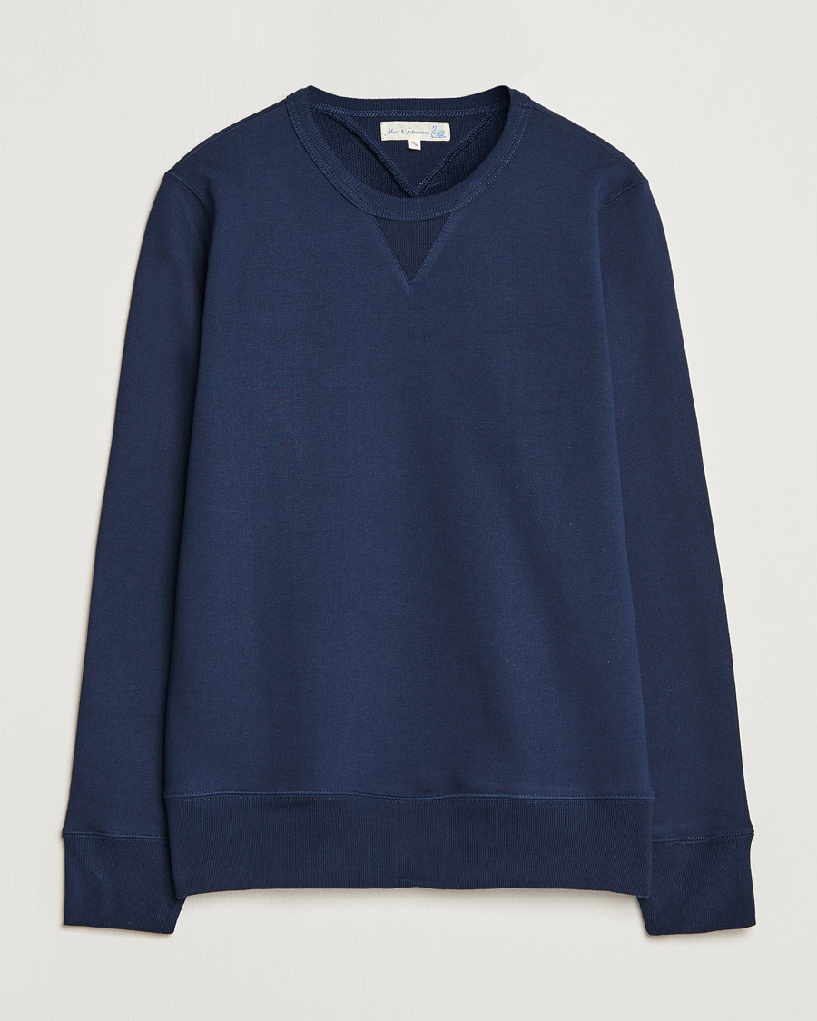 Herre | Trøjer | Merz b. Schwanen | Organic Cotton Crew Neck Sweat Ink Blue