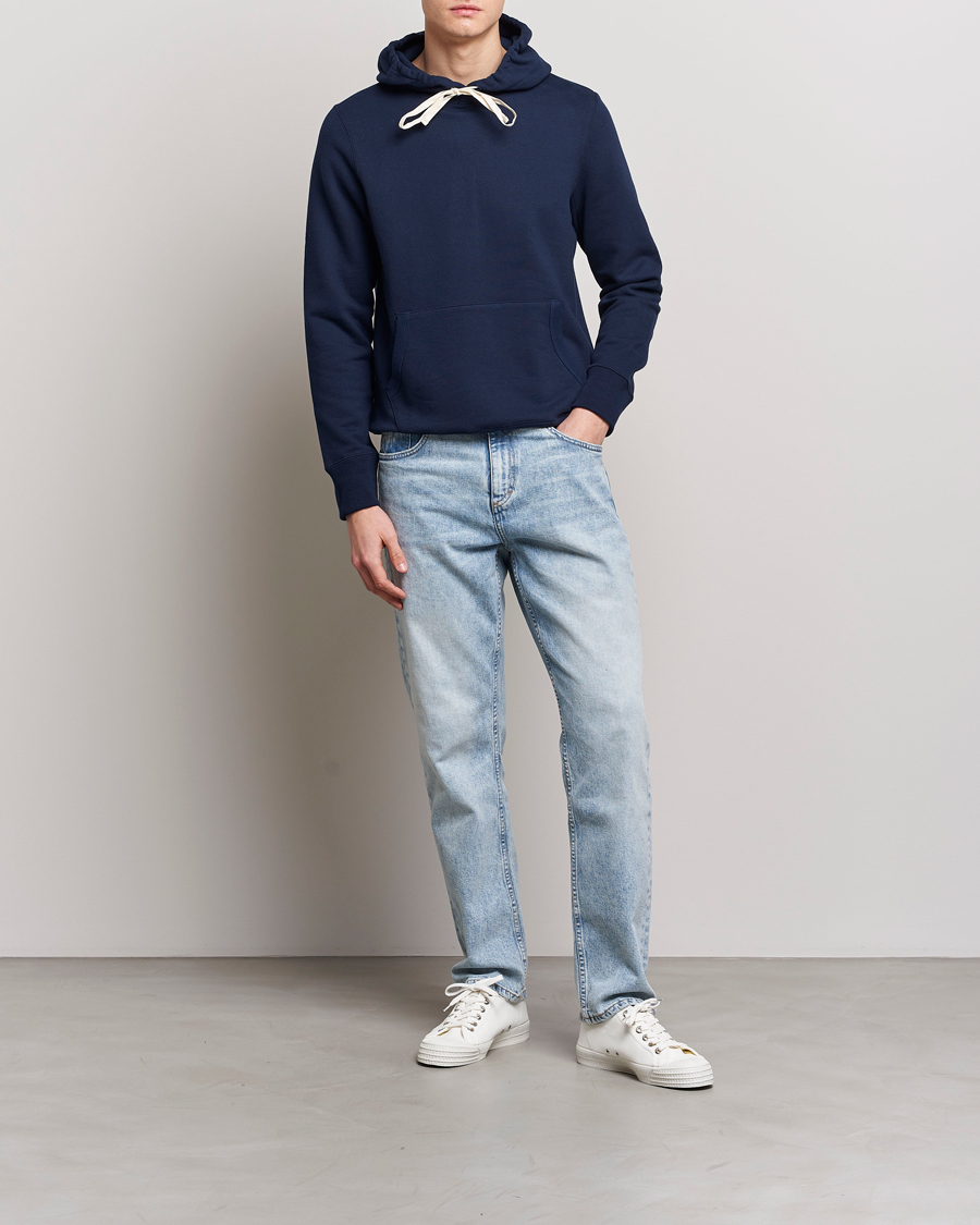 Herre | Trøjer | Merz b. Schwanen | Cotton Loopwheeled Hoodie Ink Blue