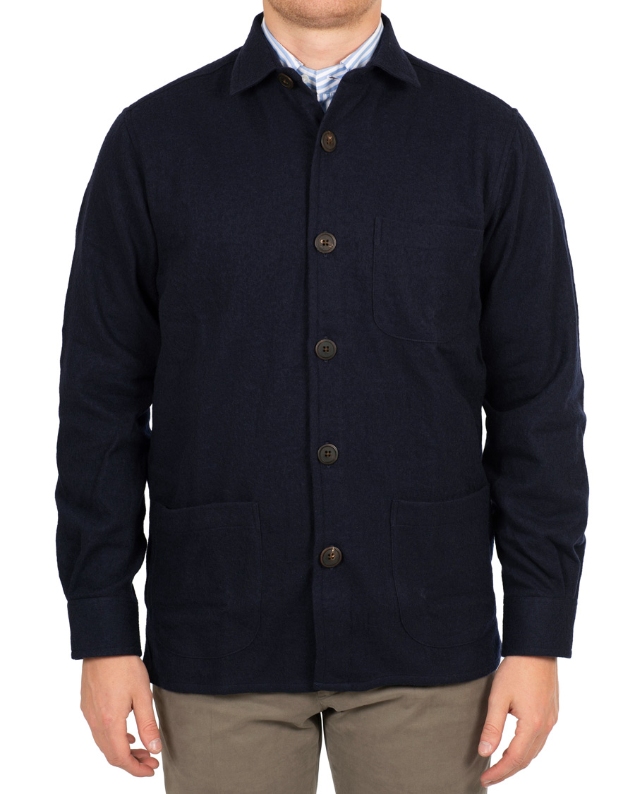 Herre | Jakker | Schnayderman?s | Schnayderman's Wool/Cotton Overshirt Dark Blue