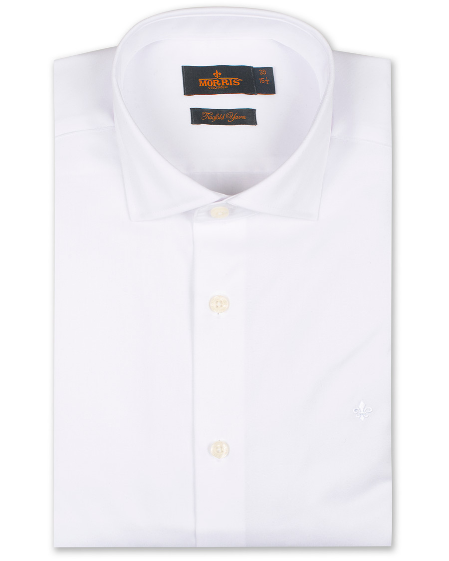 Herre | Skjorter | Morris | Dean Spread Collar Cotton Shirt White