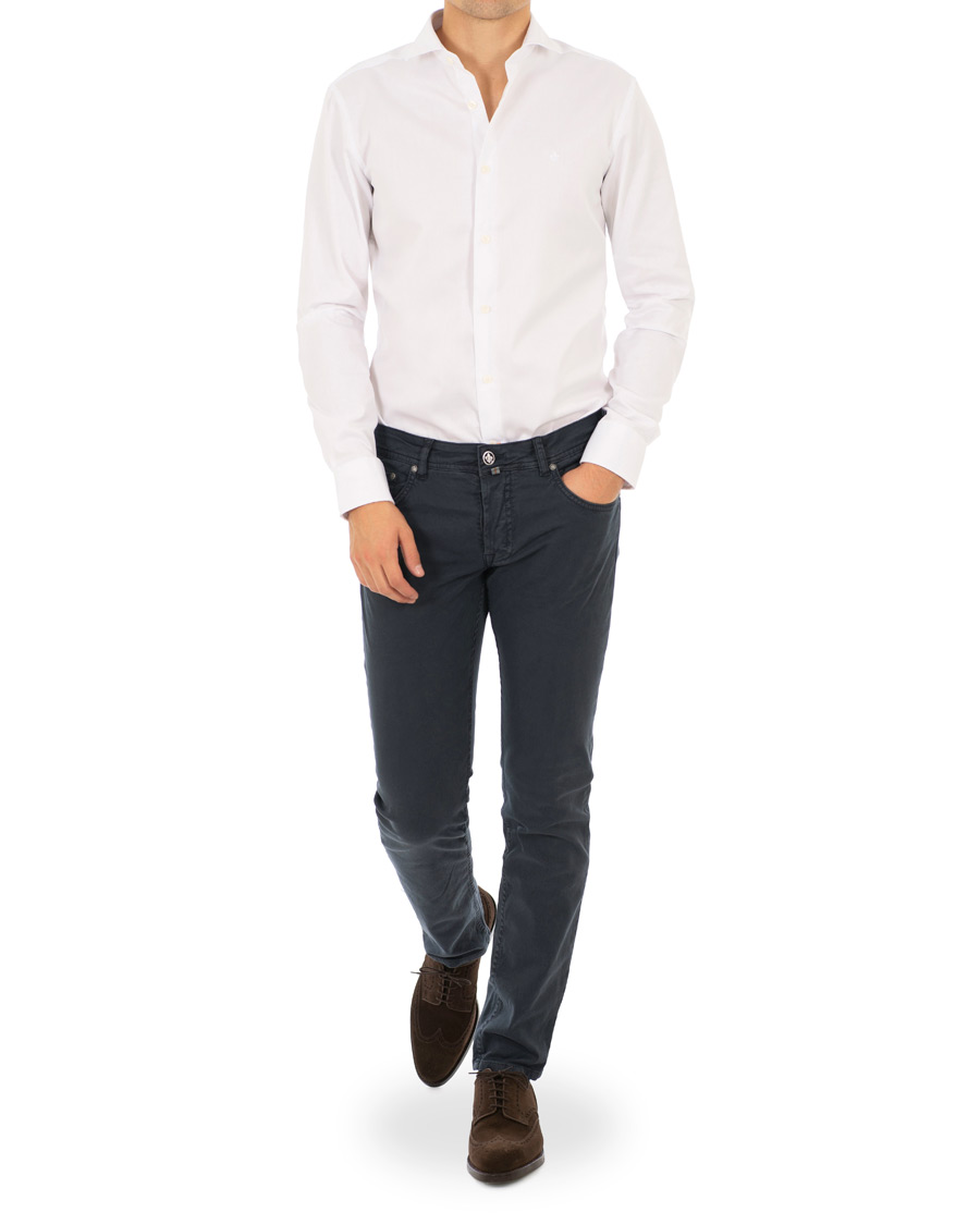 Herre | Skjorter | Morris | Dean Spread Collar Cotton Shirt White