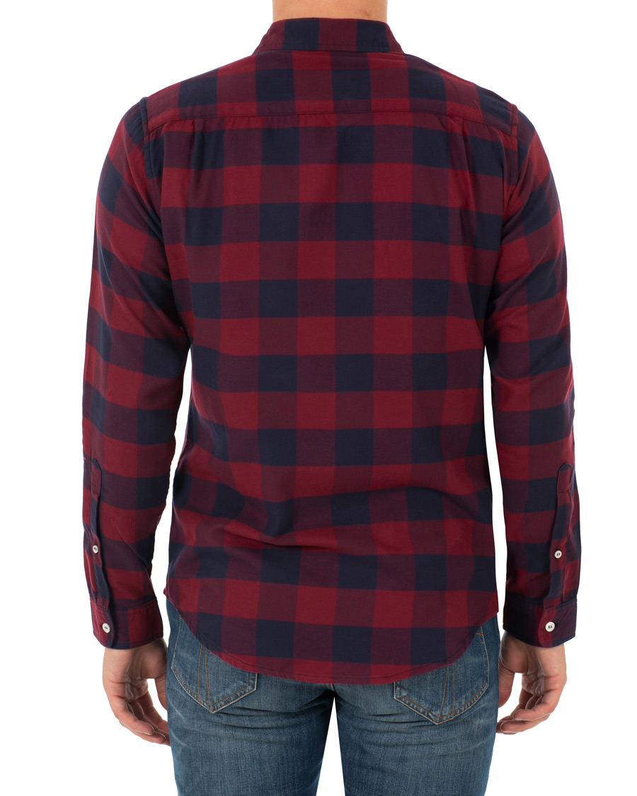 Herre | Skjorter | President's | Vespa Soft Flannel Check Shirt Navy/Bordeaux