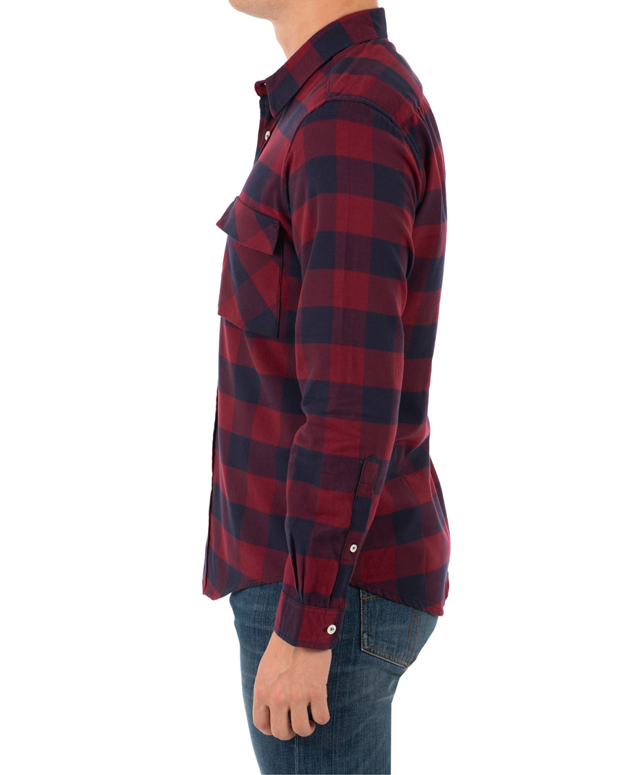 Herre | Skjorter | President's | Vespa Soft Flannel Check Shirt Navy/Bordeaux