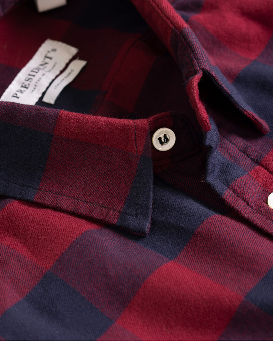Herre | Skjorter | President's | Vespa Soft Flannel Check Shirt Navy/Bordeaux