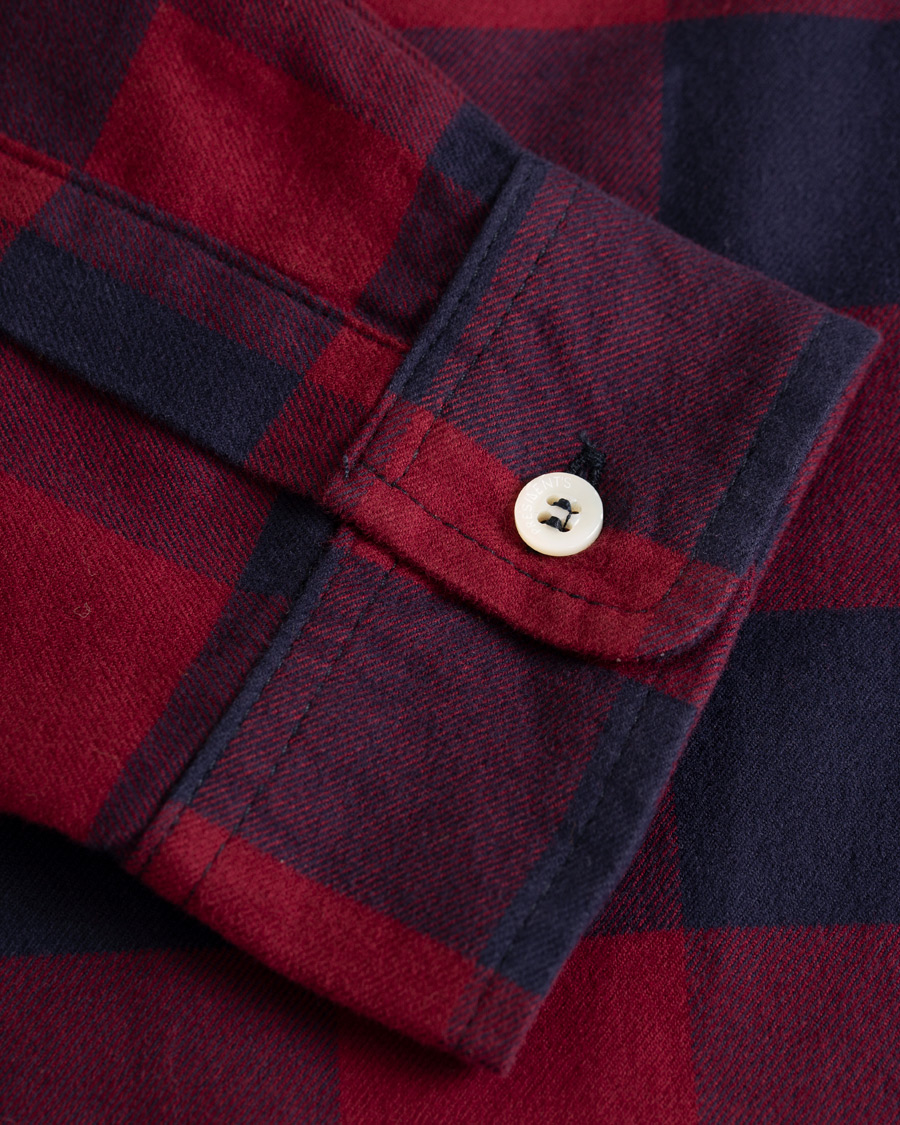 Herre | Skjorter | President's | Vespa Soft Flannel Check Shirt Navy/Bordeaux