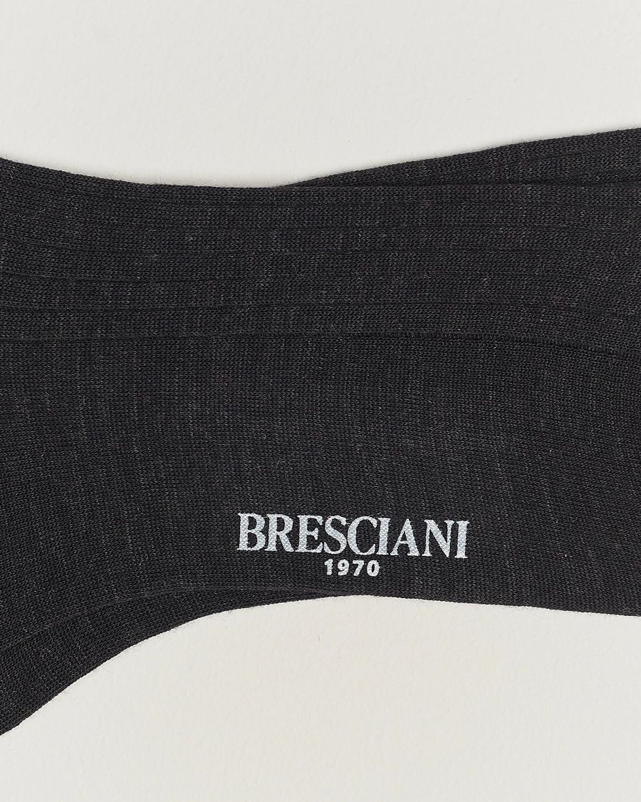 Herre | Almindelige sokker | Bresciani | Wool/Nylon Ribbed Short Socks Anthracite