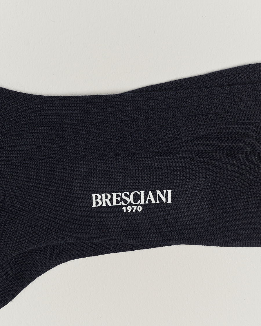 Herre | Almindelige sokker | Bresciani | Wool/Nylon Ribbed Short Socks Navy