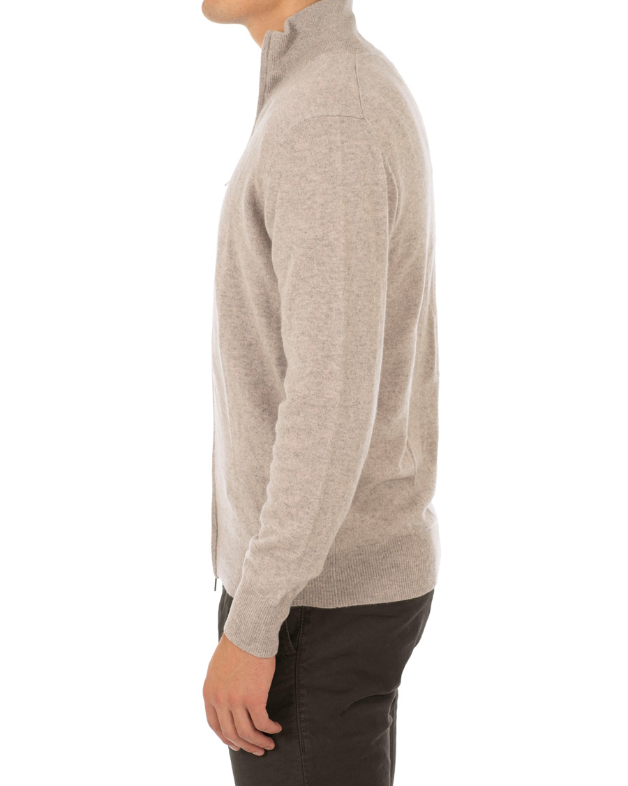 Herre | Trøjer | Soft Goat | Cashmere Full-zip Light Taupe