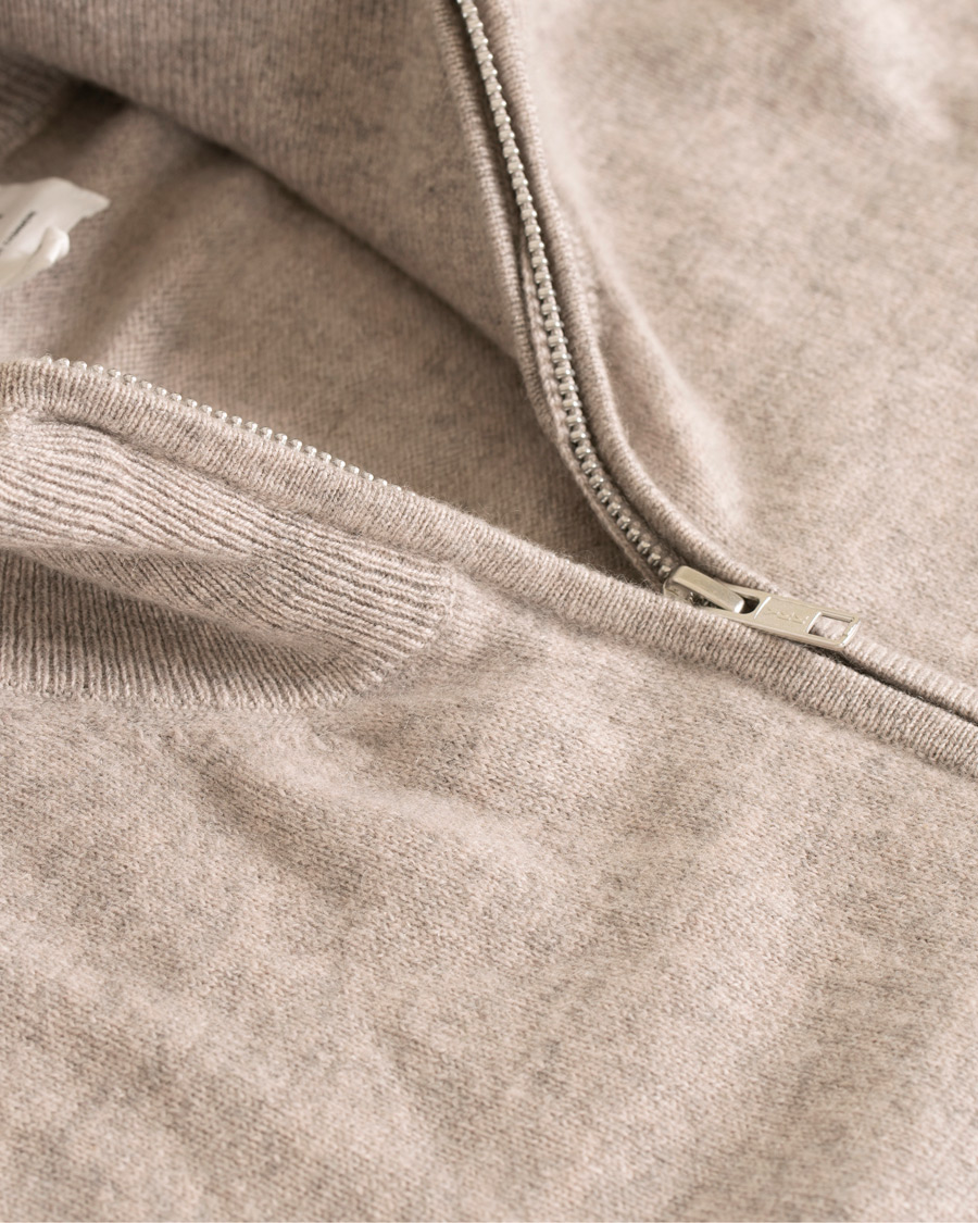 Herre | Trøjer | Soft Goat | Cashmere Full-zip Light Taupe