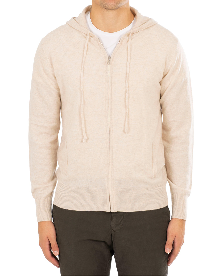 Herre | Trøjer | Soft Goat | Cashmere Full-zip Hoodie Beige