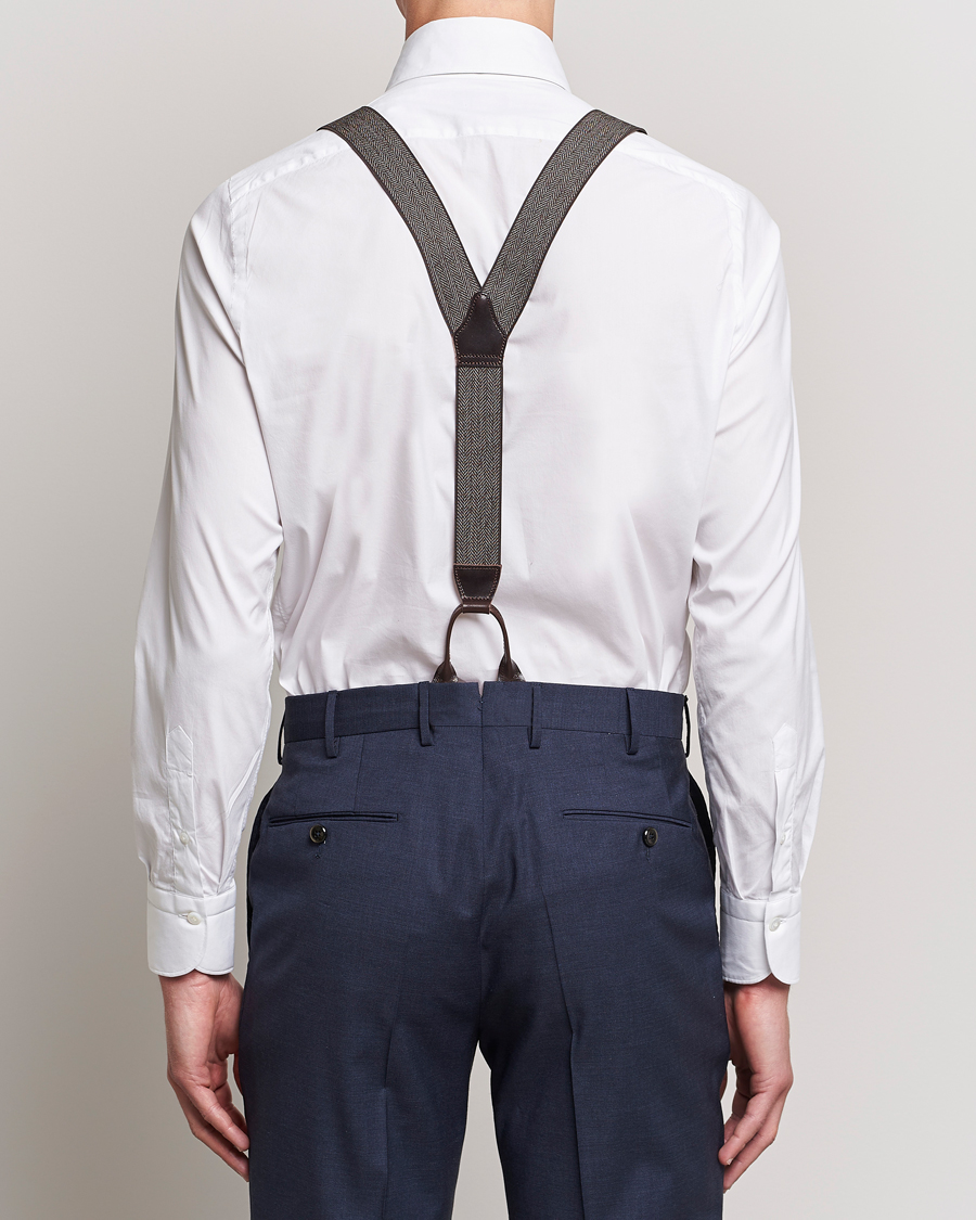 Herre | Albert Thurston Elastic Herringbone Braces 35mm Brown | Albert Thurston | Elastic Herringbone Braces 35mm Brown