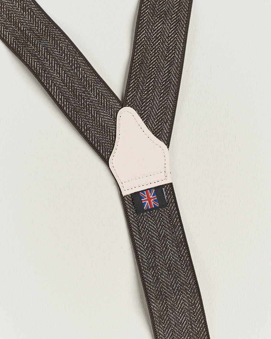 Herre | Albert Thurston Elastic Herringbone Braces 35mm Brown | Albert Thurston | Elastic Herringbone Braces 35mm Brown