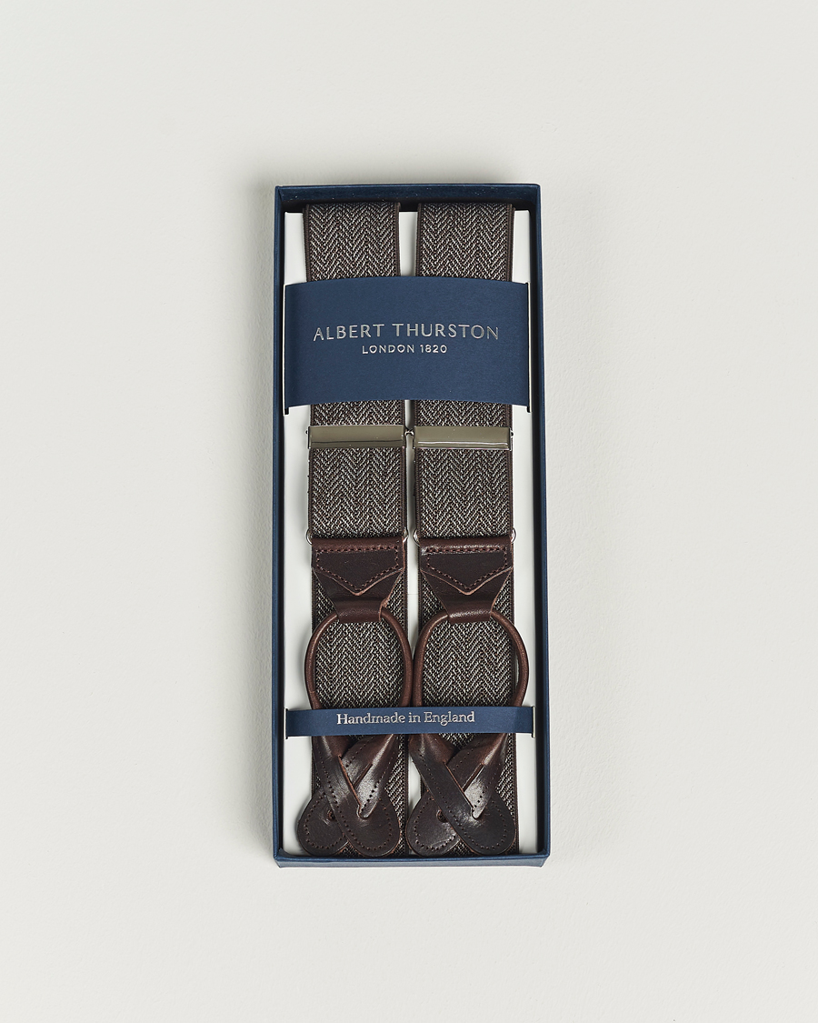 Herre | Albert Thurston Elastic Herringbone Braces 35mm Brown | Albert Thurston | Elastic Herringbone Braces 35mm Brown