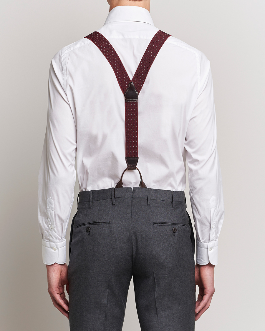 Herre | Albert Thurston Elastic Dot Braces 35mm Wine | Albert Thurston | Elastic Dot Braces 35mm Wine