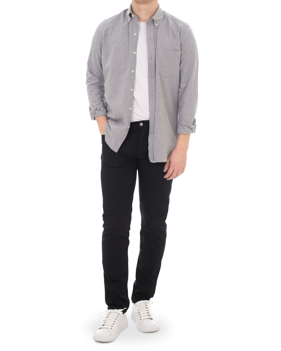 Herre | Skjorter | A Day's March | Soft Flannel Shirt Grey Melange