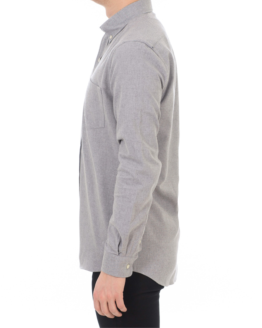Herre | Skjorter | A Day's March | Soft Flannel Shirt Grey Melange