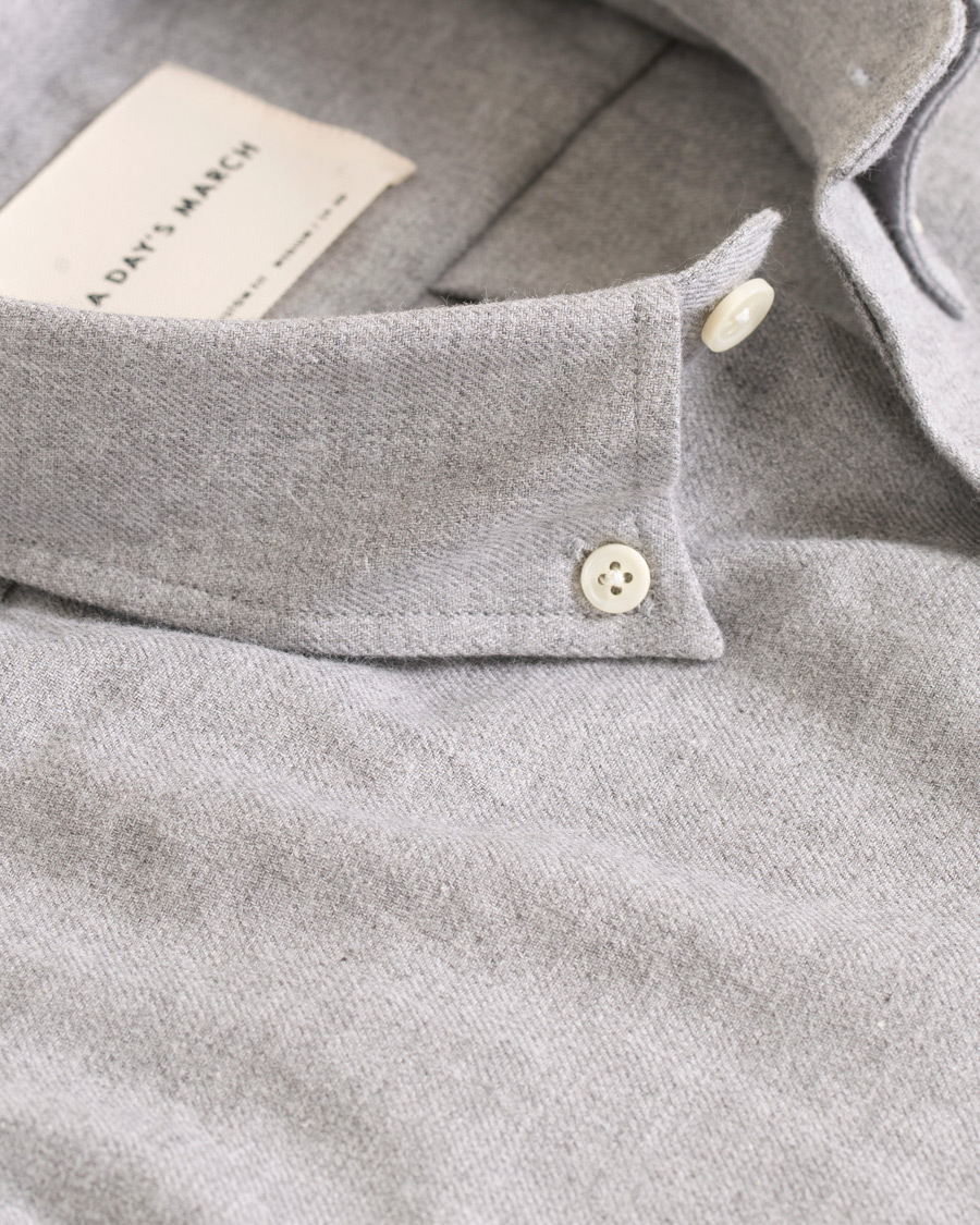 Herre | Skjorter | A Day's March | Soft Flannel Shirt Grey Melange
